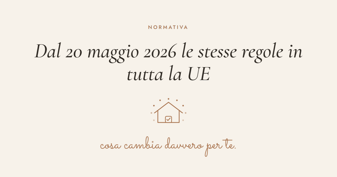 Casa con segno di spunta di registrazione circondata dalle stelle dell'Unione Europea